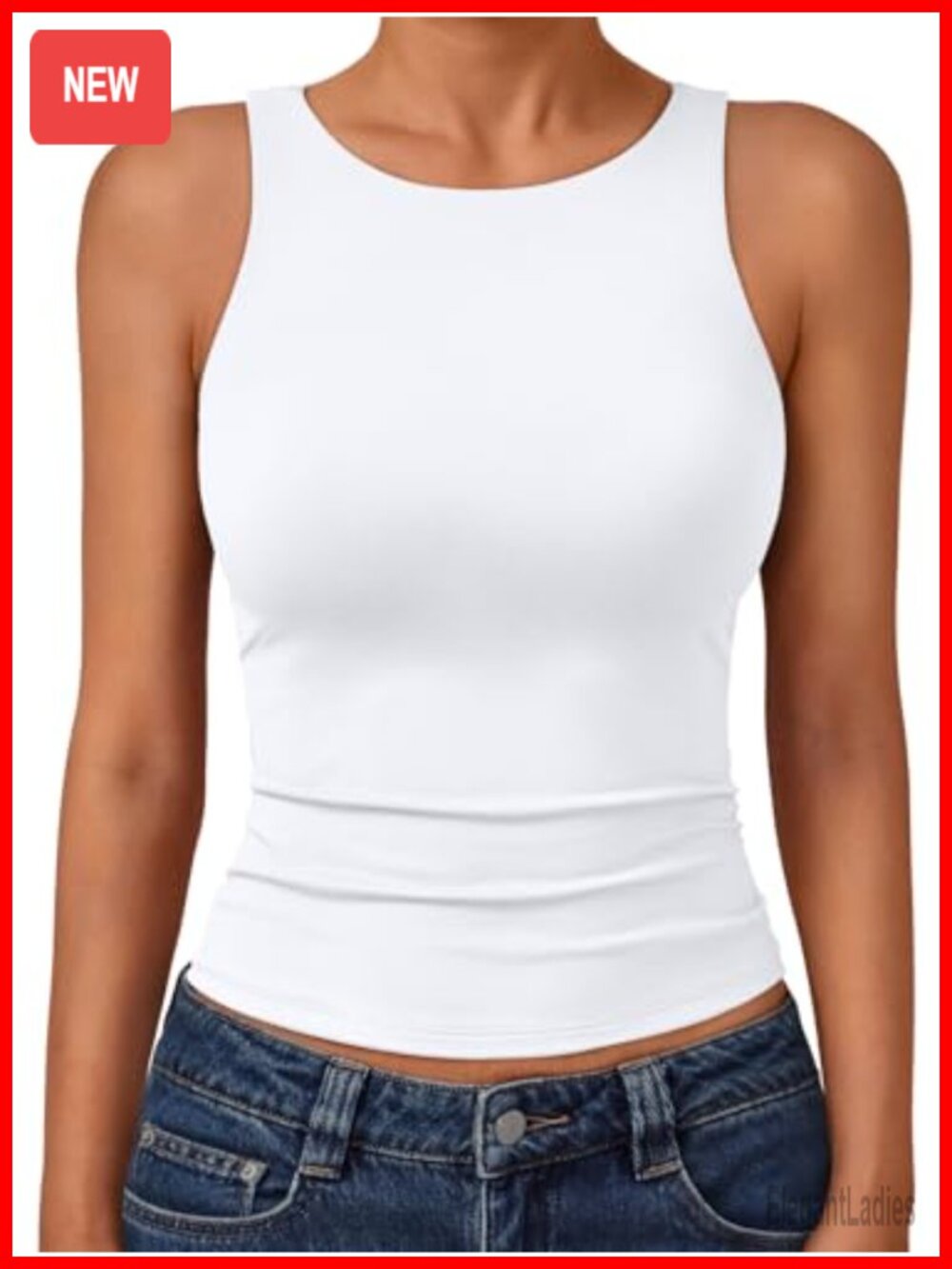 Double Lined Seamless Tank Top Nylon Spandex Slim Fit Crew Neck Sleeveless